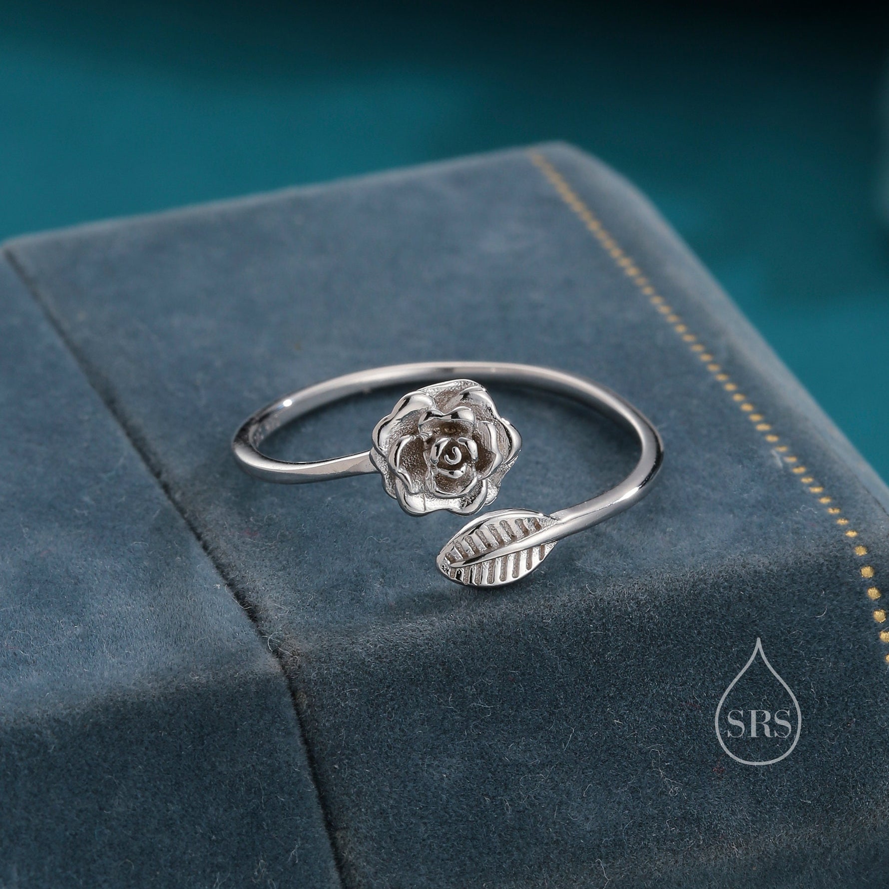 Rose Wrap Ring in Sterling Silver, Flower Ring, Silver Rose Ring, Adjustable Size