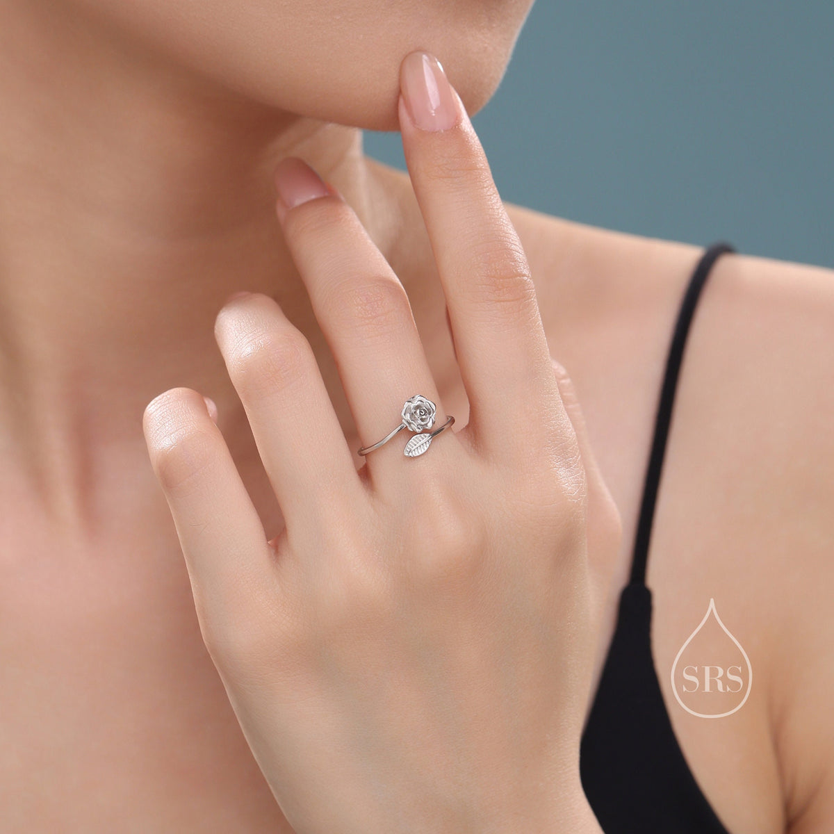 Rose Wrap Ring in Sterling Silver, Flower Ring, Silver Rose Ring, Adjustable Size