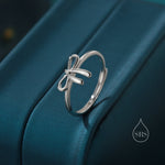 Sterling Silver Tiny Ribbon Bow Ring, Adjustable Size, Small Ribbon Bow Ring, Tiny Bow Ring, Cute and Dainty