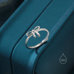 Sterling Silver Tiny Ribbon Bow Ring, Adjustable Size, Small Ribbon Bow Ring, Tiny Bow Ring, Cute and Dainty