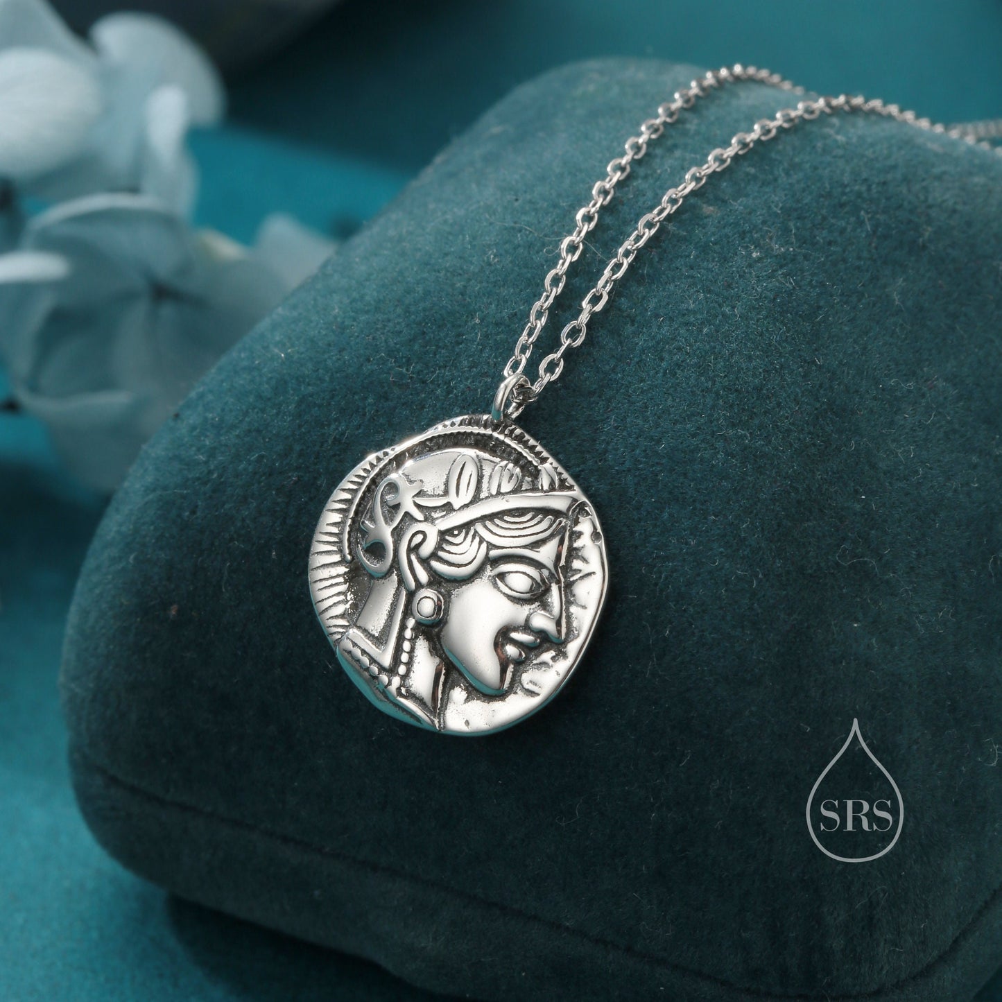 Sterling Silver Greek Coin Pendant Necklace - Attica Tetradrachm Inspired Necklace, Ancient Greek Coin Inspired, Single Sided Casted