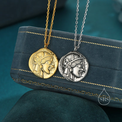 Sterling Silver Greek Coin Pendant Necklace - Attica Tetradrachm Inspired Necklace, Ancient Greek Coin Inspired, Single Sided Casted