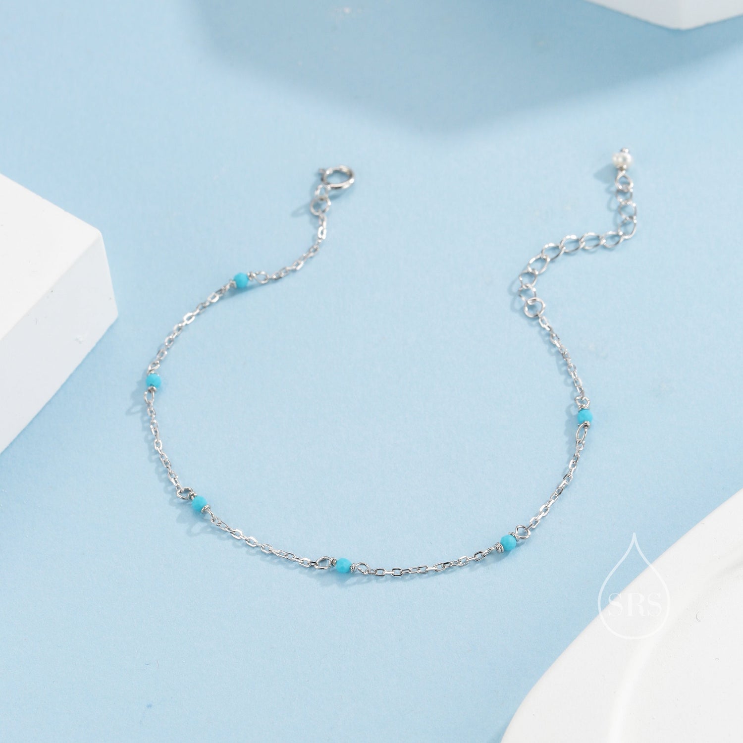 2mm Turquoise Geometric Style Station Bracelet