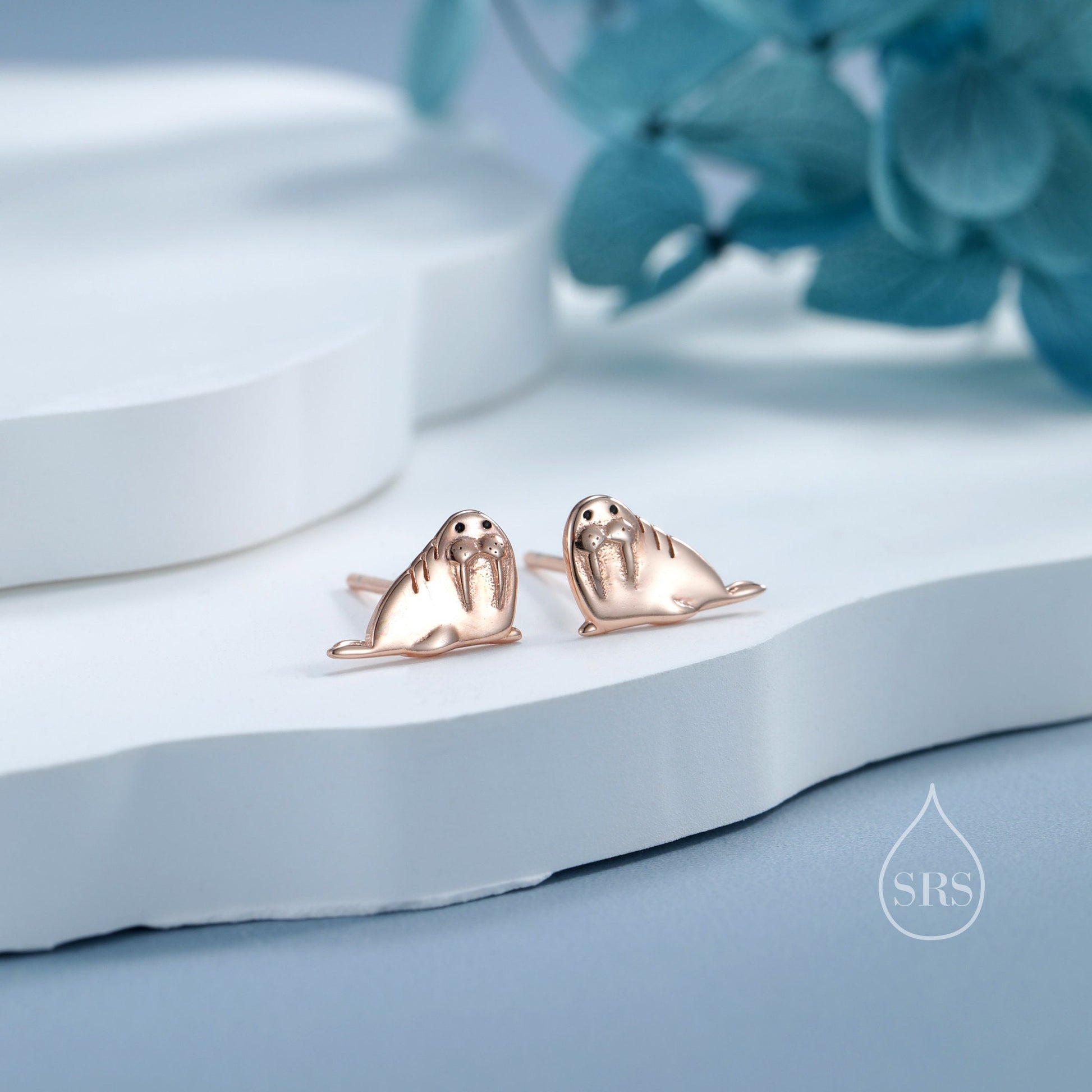 Tiny Walrus Stud Earrings in Sterling Silver - Animal Stud Earrings - Ocean Animal Earrings - Cute, Fun, Whimsical