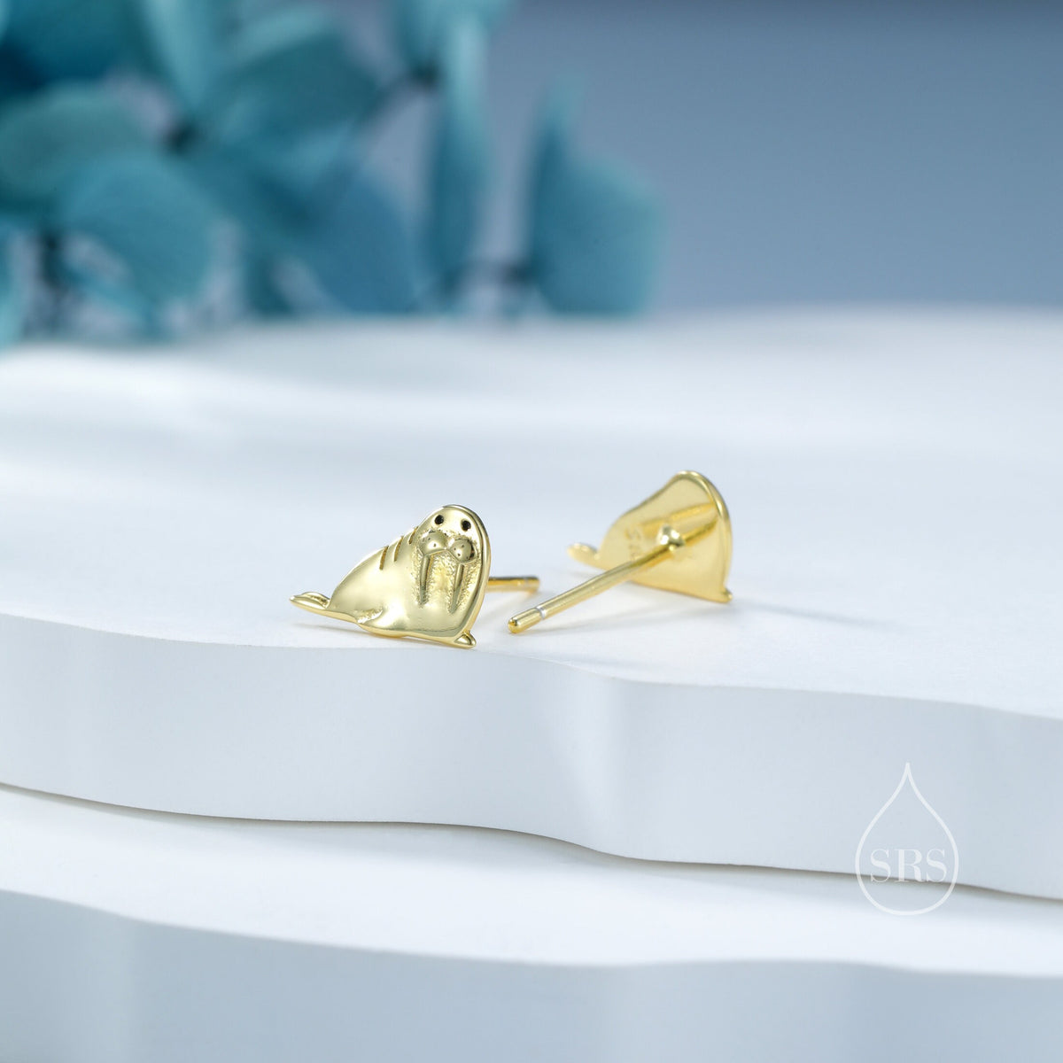 Tiny Walrus Stud Earrings in Sterling Silver - Silver, Gold or Rose Gold, Animal Stud Earrings - Ocean Animal Earrings