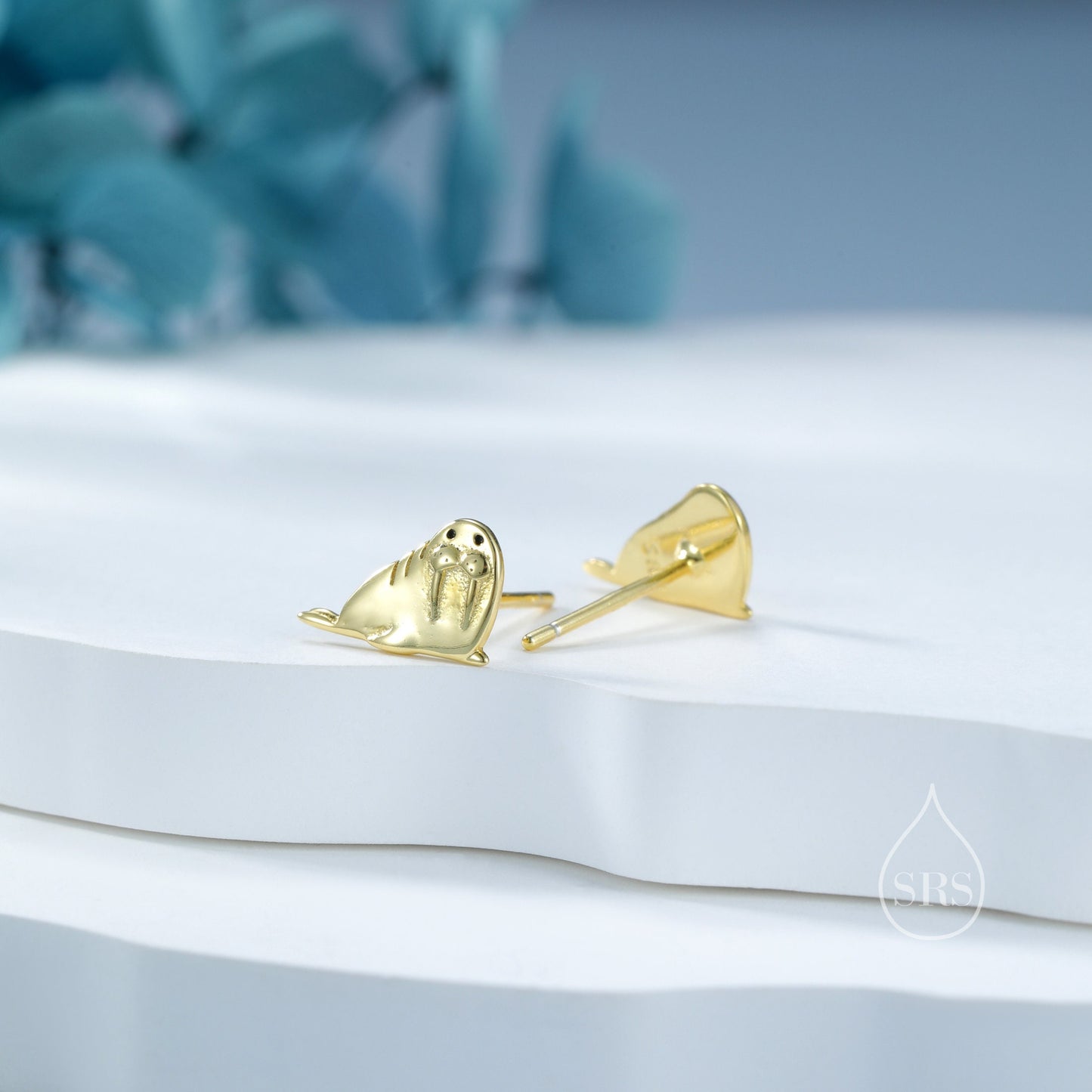 Tiny Walrus Stud Earrings in Sterling Silver - Animal Stud Earrings - Ocean Animal Earrings - Cute, Fun, Whimsical