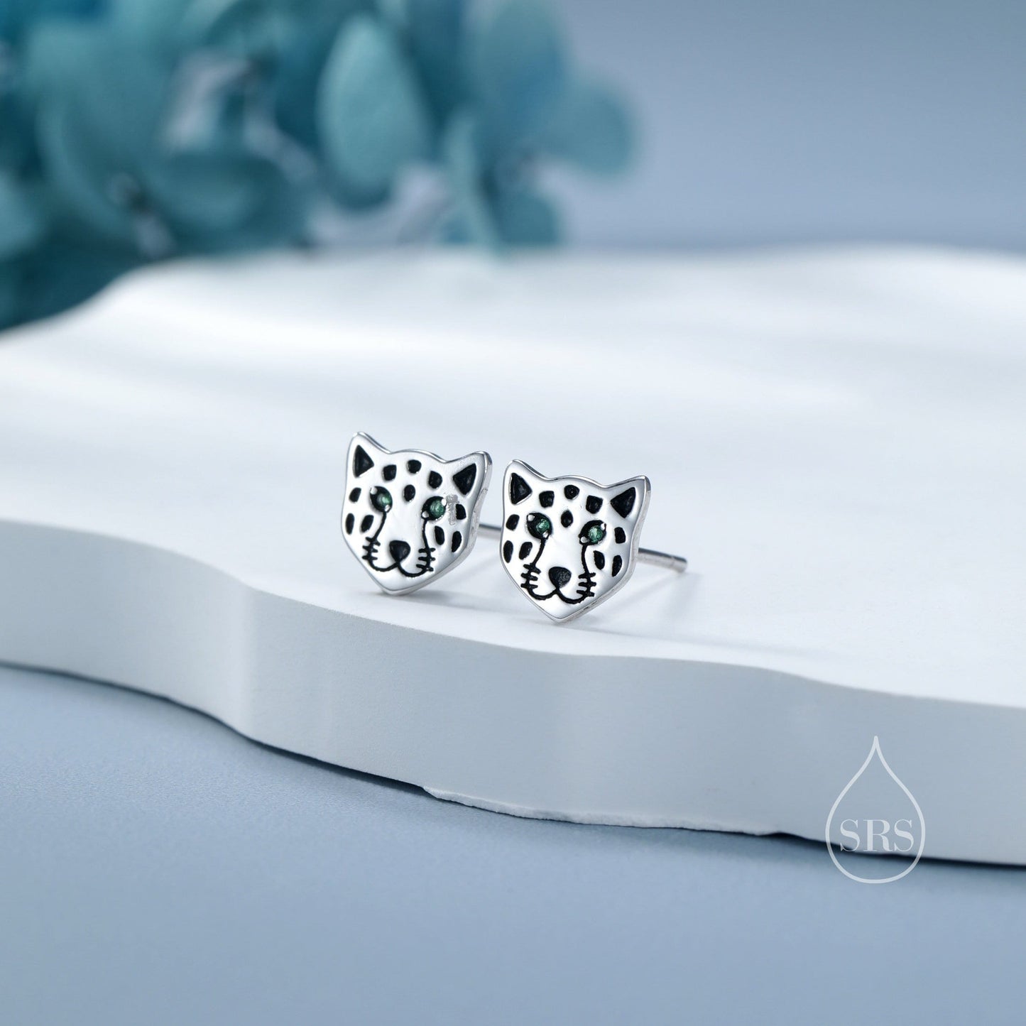 Leopard Stud Earrings in Sterling Silver, Silver or Gold, Leopard Face Earrings, Animal Earrings, Nature Inspired