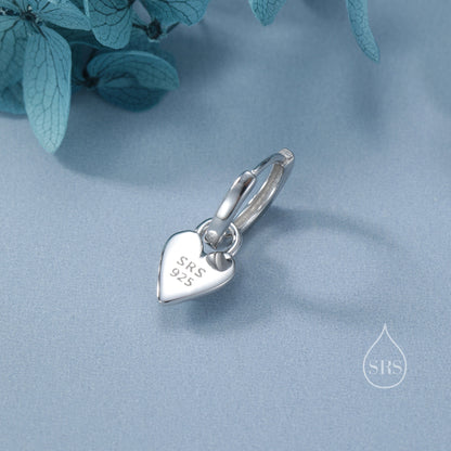 Enamel Heart Charms for Huggie Hoops in Sterling Silver, Detachable Heart Charms for Hoop Earrings, Heart Charms