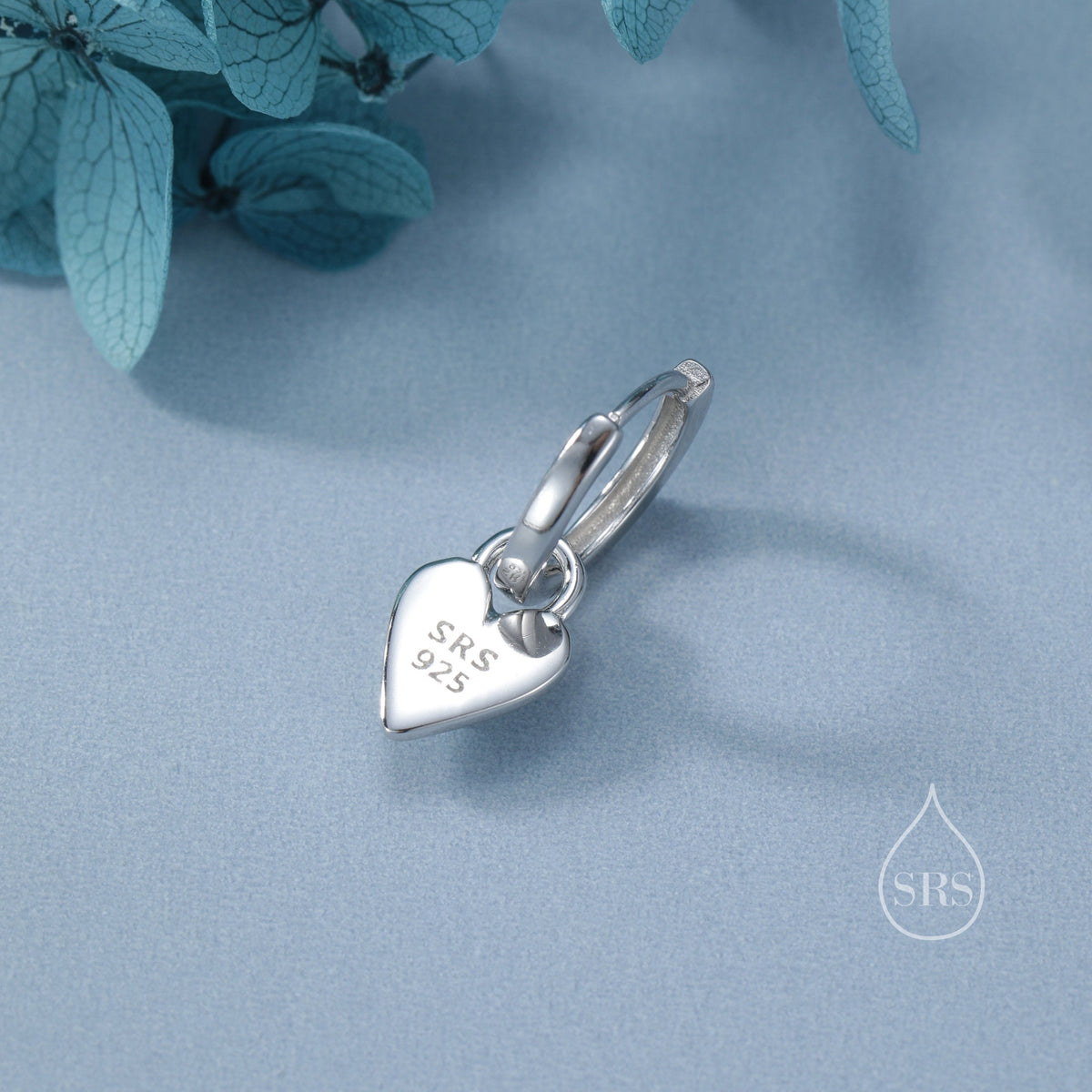 Enamel Glaze Heart Earrings in Sterling Silver, Red or Blue, Detachable Heart Charm Dangle Hoop Earrings, Interchangeable