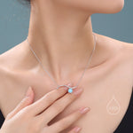 Aqua Green Opal Wave Pendant Necklace in Sterling Silver, Silver or Gold, Opal Wave Necklace, Lab Opal Necklace