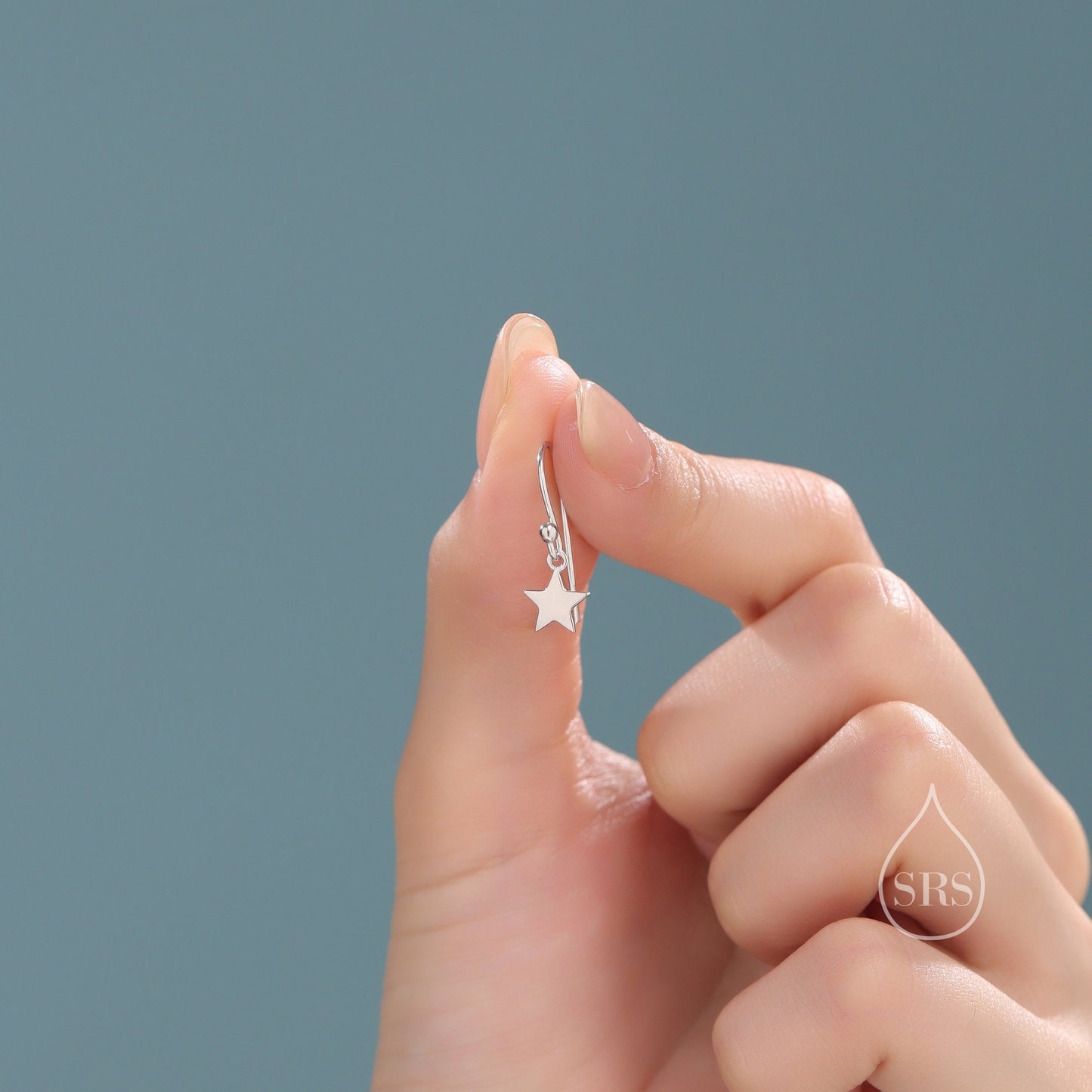 Minimalist Star Dangle Drop Hook Earrings in Sterling Silver, Silver or Gold or Rose Gold, Tiny Star Dangle Earrings