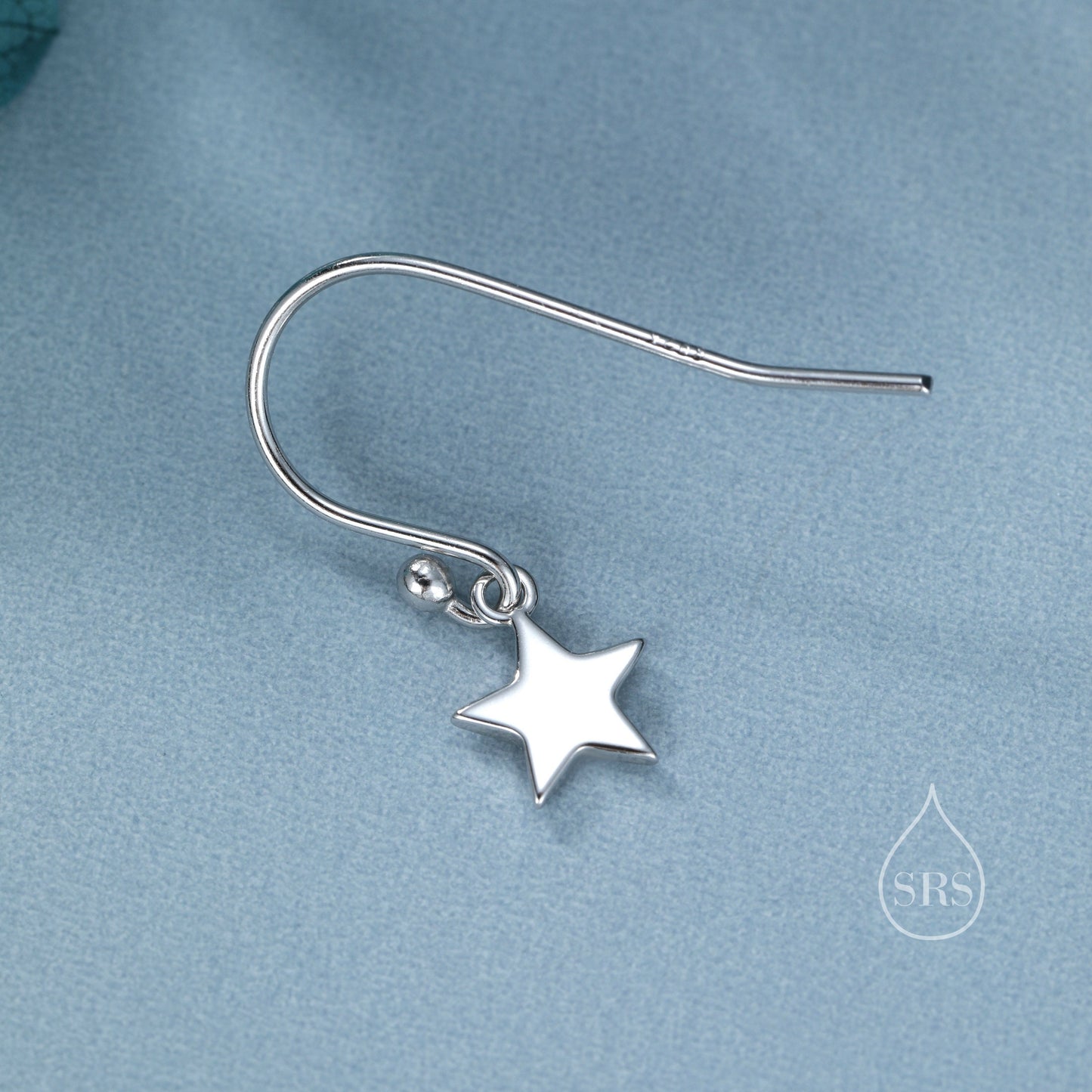 Minimalist Star Dangle Drop Hook Earrings in Sterling Silver, Silver or Gold or Rose Gold, Tiny Star Dangle Earrings
