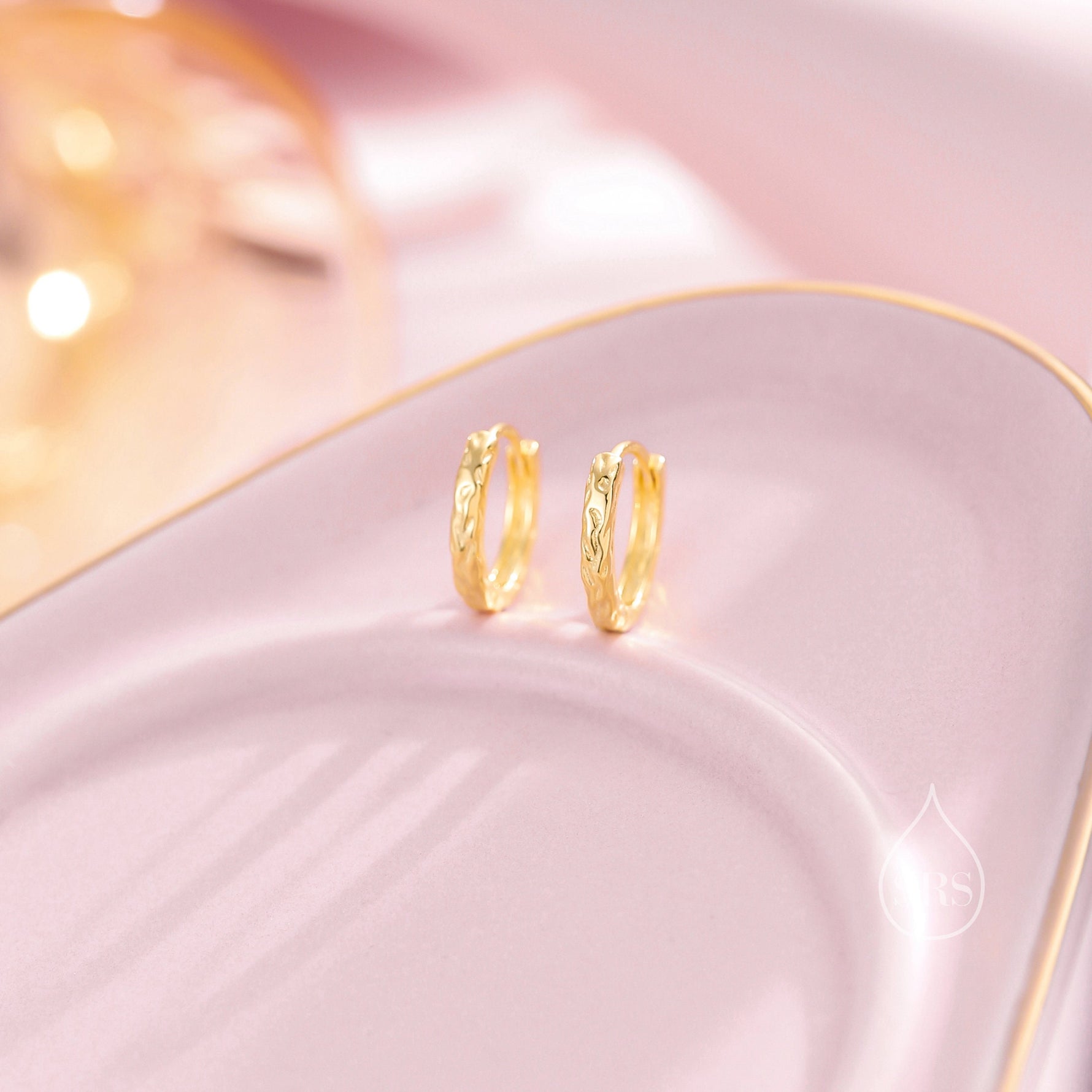 Foil Textured Hoop Earrings, Silver, Gold or Rose Gold, Foil Earrings, Organic Shape Hoops, Hammered Hoops