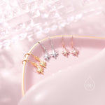 Minimalist Starburst Dangle Drop Hook Earrings in Sterling Silver, Silver or Gold or Rose Gold, Tiny North Star Dangle Earrings, Star