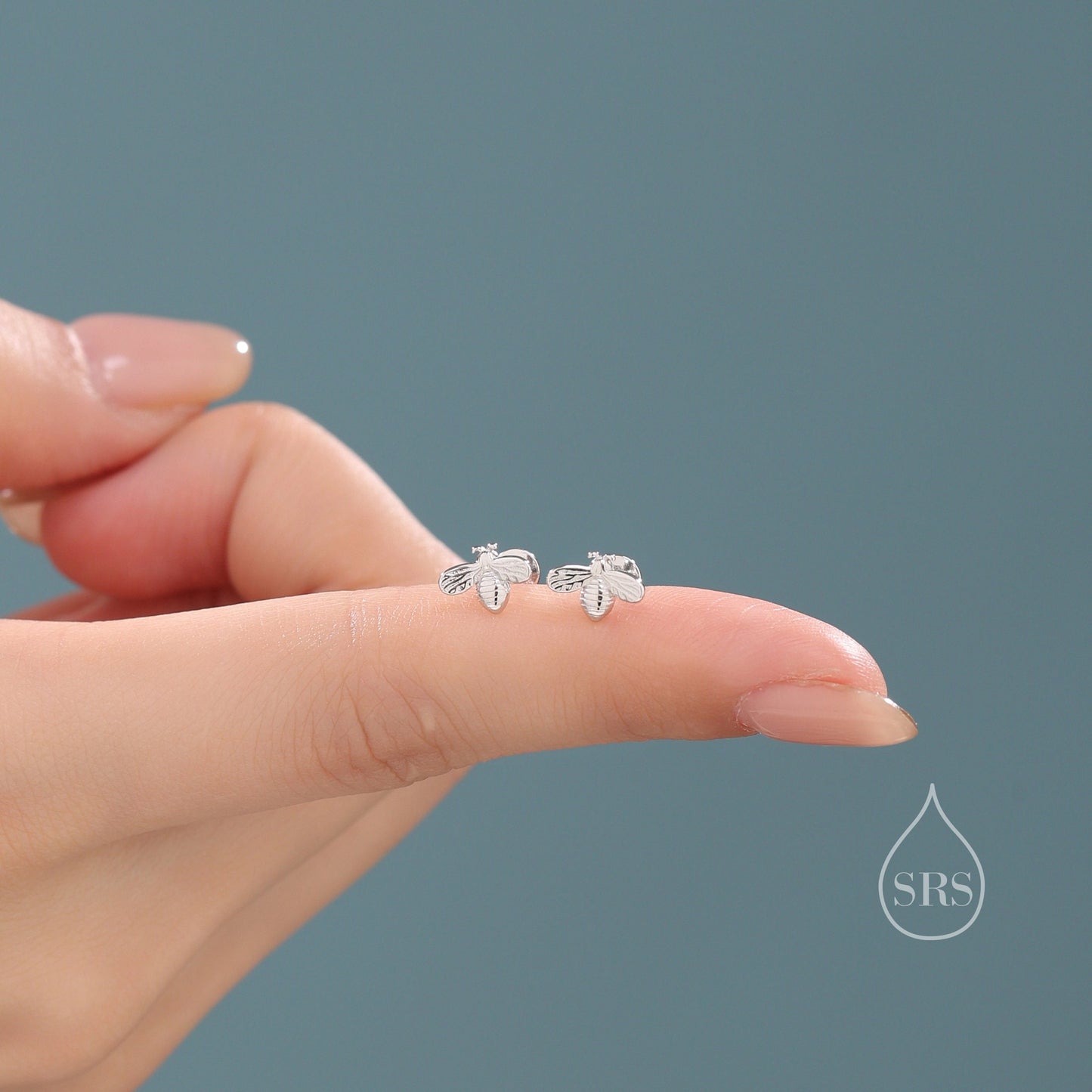 Tiny Bumble Bee Internally Threaded Flat Back/Screw back(Barbell)/ Stud Earrings in Sterling Silver, Piercing Jewellery, Bee Earrings