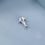 Very Tiny Whale Shark Stud Earrings in Sterling Silver with Hand Painted Enamel, Cute Whale Shark Earrings