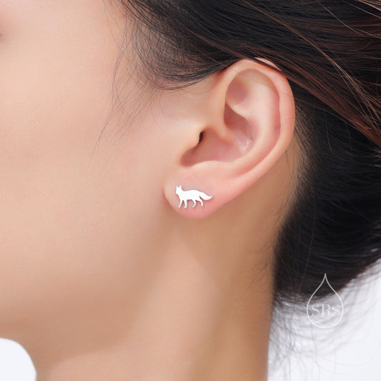 Fox Stud Earrings in Sterling Silver, Cute Fun Quirky, Gift for Her, Animal Lover, Nature Inspired