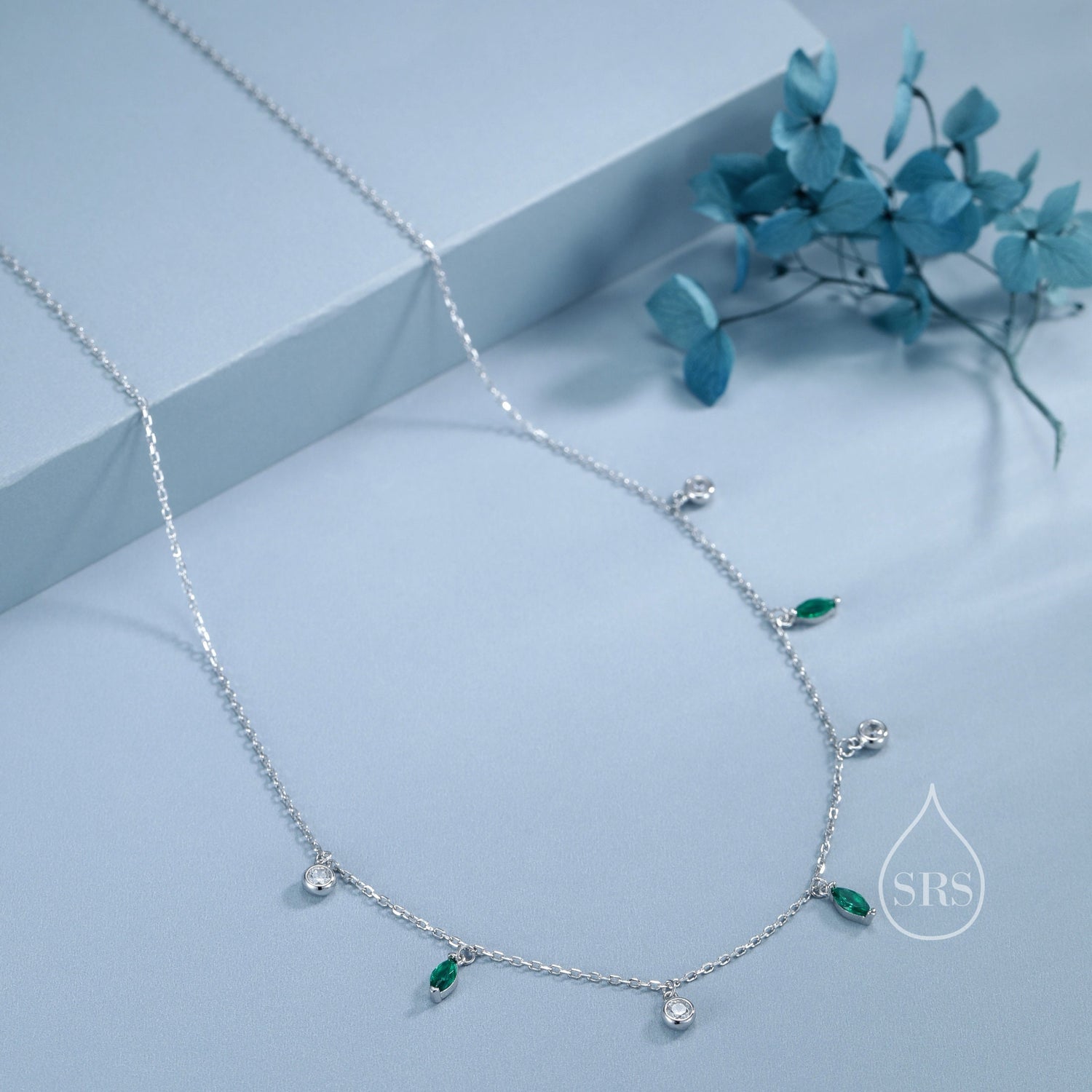 Emerald Green CZ Satellite Chain Necklace
