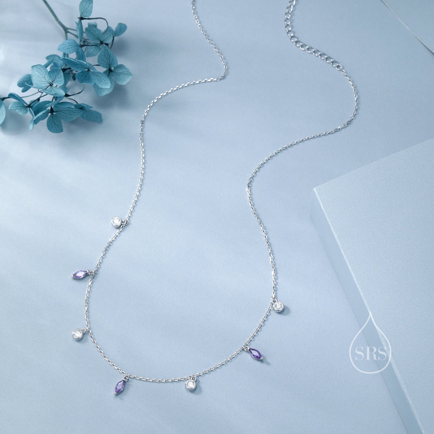 Amethyst CZ Satellite Chain Necklace