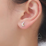 Cute Duck Stud Earrings in Sterling Silver, Bird Earrings, Two Tone Duck Earrings, Cute Duck Earrings