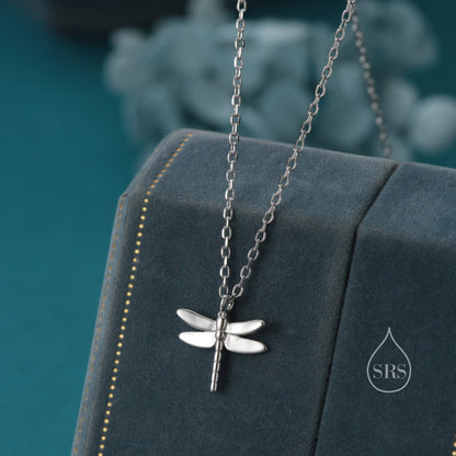 Tiny Dragonfly Pendant Necklace in Sterling Silver, Dragonfly Necklace, Silver or Gold or Rose Gold - Cute Quirky and Fun