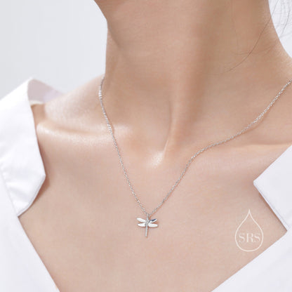 Tiny Dragonfly Pendant Necklace in Sterling Silver, Dragonfly Necklace, Silver or Gold or Rose Gold - Cute Quirky and Fun