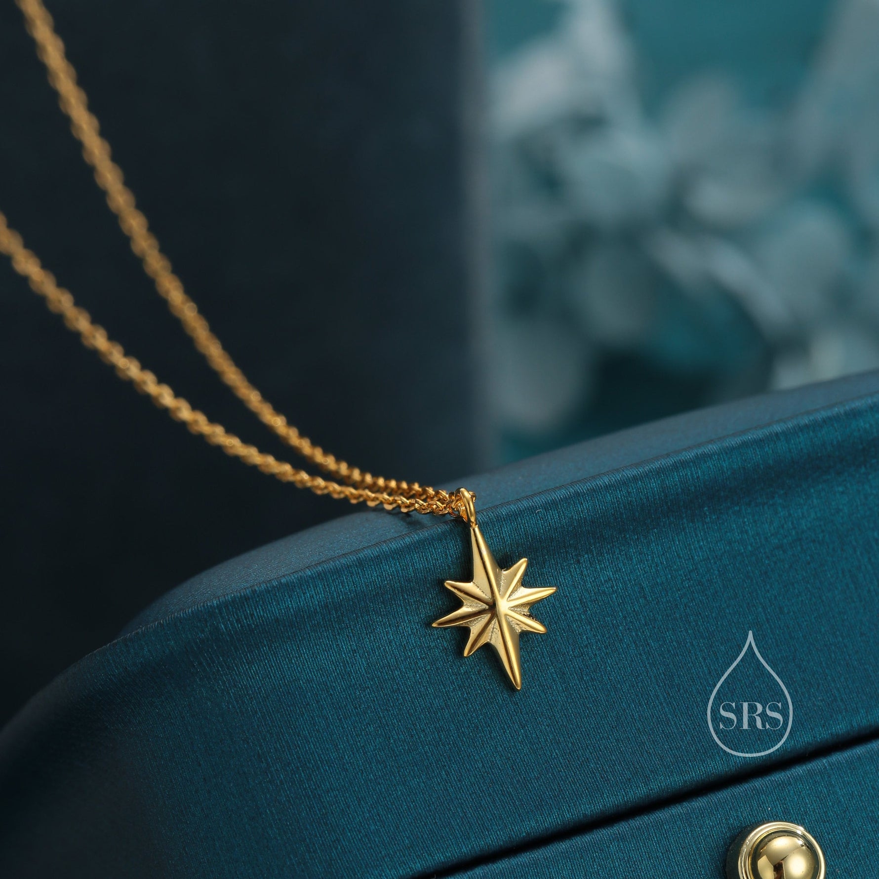 Minimal North Star Pendant Necklace in Sterling Silver, Silver or Gold or Rose Gold, Starburst Necklace, Tiny Star Necklace