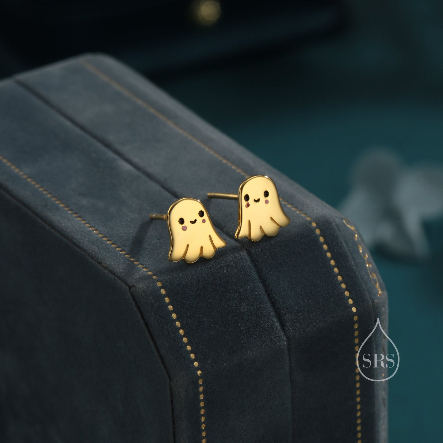 Super Cute Little Ghost Stud Earrings in Sterling Silver, Silver, Gold or Rose Gold, Tiny Ghost Earrings