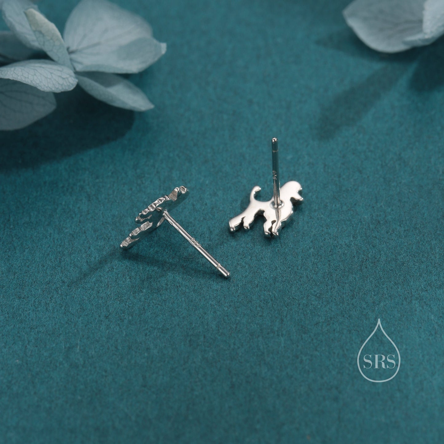 Tiny Poodle Dog Stud Earrings in Sterling Silver, Puppy Earrings, Silver, Gold or Rose Gold, Nature Inspired Animal Earrings, Pet Jewellery