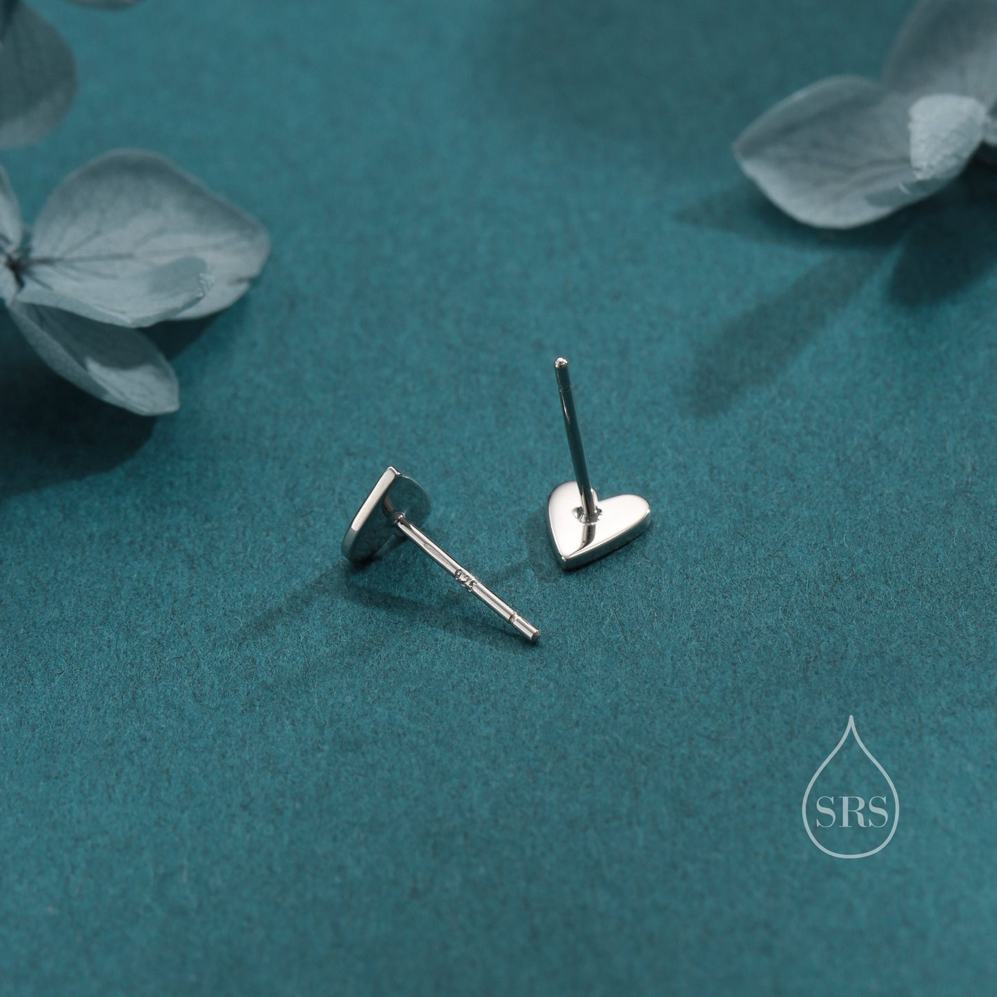 Aqua Blue Enamel Glaze Heart Stud Earrings in Sterling Silver, Delicate Heart Earrings,  Tiny Heart Earrings