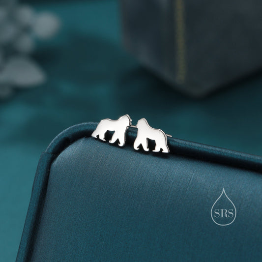 Gorilla Stud Earrings in Sterling Silver, Silver or Gold, Gorilla Earrings, Nature Inspired Animal Earrings