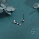 Tiny Droplet CZ Stud Earrings in Sterling Silver, Pear Cut CZ Stud Extra Tiny, Stacking Earrings, Dotted Bezel Vintage Inspired Design