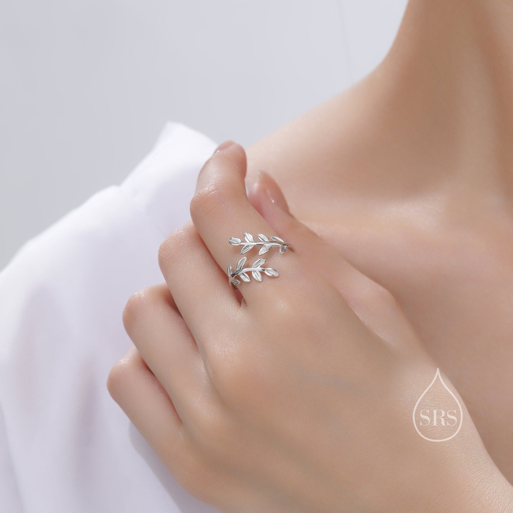 Sterling Silver Olive Leaf Ring, Adjustable Sized Ring, Friendship Ring, Olive Branch Nature Inspired Jewellery US 5 - 8