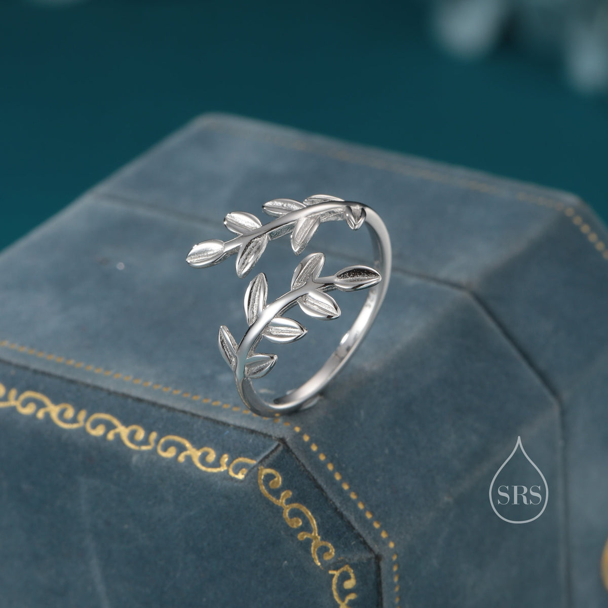 Sterling Silver Olive Leaf Ring, Adjustable Sized Ring, Friendship Ring, Olive Branch Nature Inspired Jewellery US 5 - 8