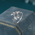 Sterling Silver Olive Leaf Ring, Adjustable Sized Ring, Friendship Ring, Olive Branch Nature Inspired Jewellery US 5 - 8