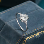 1.25 Ct Moissanite Oval Ring in Sterling Silver, Vintage Inspired Design, US 5 - 8, 1 carat Moissanite Ring