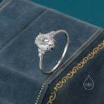1.25 Ct Moissanite Oval Ring in Sterling Silver, Vintage Inspired Design, US 5 - 8, 1 carat Moissanite Ring