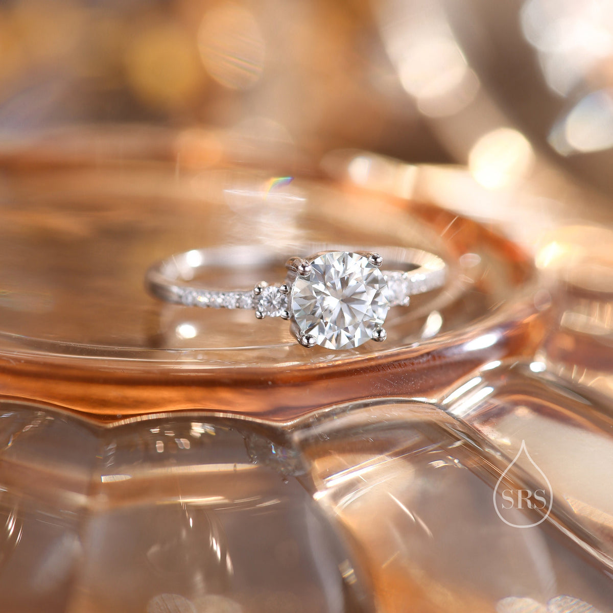 1 Carat Moissanite Ring in Sterling Silver, Silver, Gold or Rose Gold, Diamond Ring,Engagement Ring, US 5 - 8