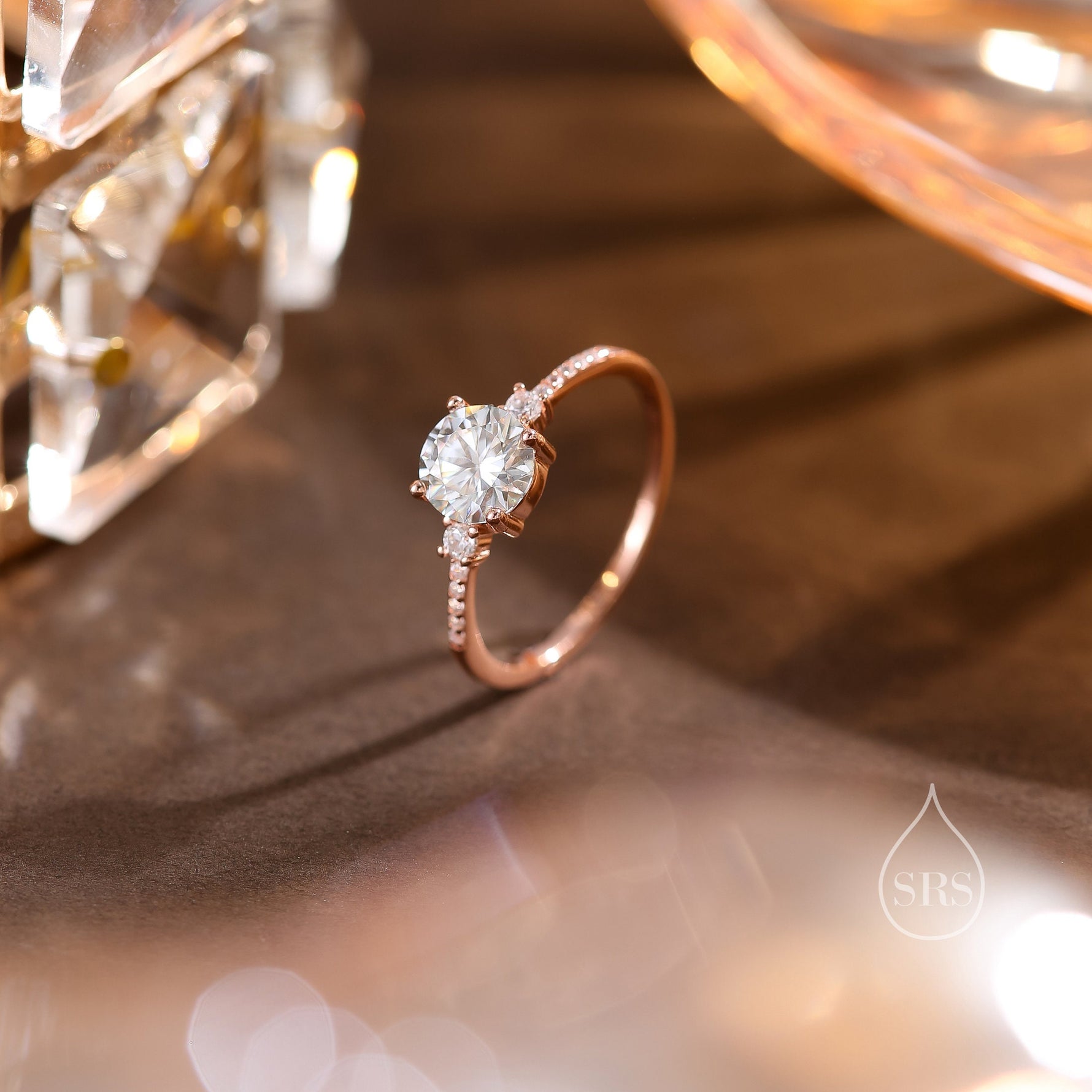 1 Carat Moissanite Ring in Sterling Silver, Silver, Gold or Rose Gold, Diamond Ring,Engagement Ring, US 5 - 8