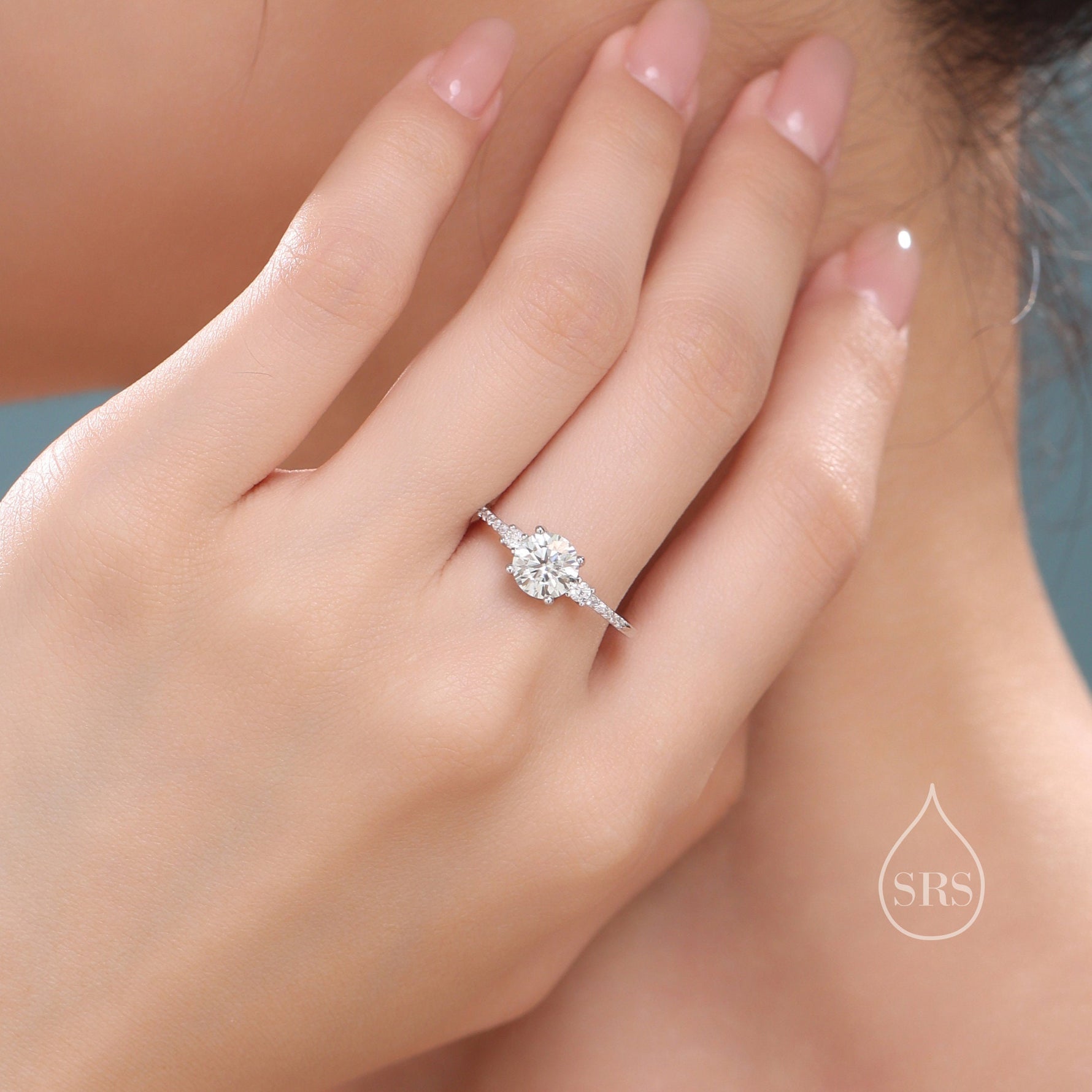 1 Carat Moissanite Ring in Sterling Silver, Silver, Gold or Rose Gold, Diamond Ring,Engagement Ring, US 5 - 8