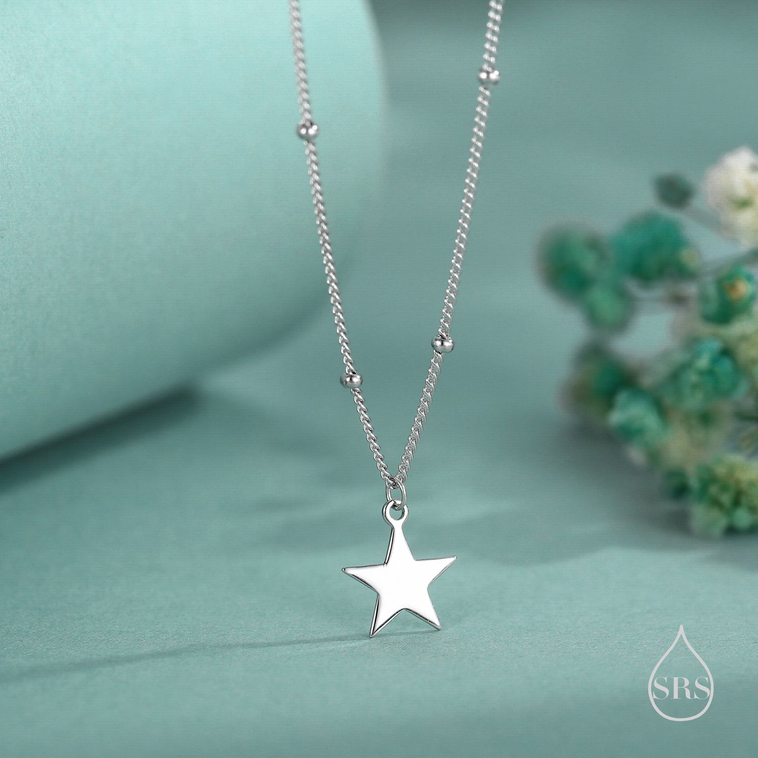 Delicate Star Pendant Necklace in Sterling Silver with a Satellite Chain, Silver or Gold or Rose Gold, Tiny Star Necklace