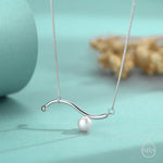 Freshwater Pearl Wave Charm Necklace