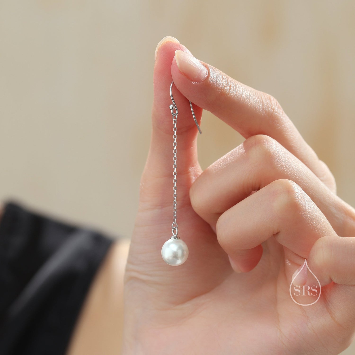 Mother of Pearl Drop Hook Earrings in Sterling Silver, Silver or Gold, Simulated Pearl Long Dangle Earrings