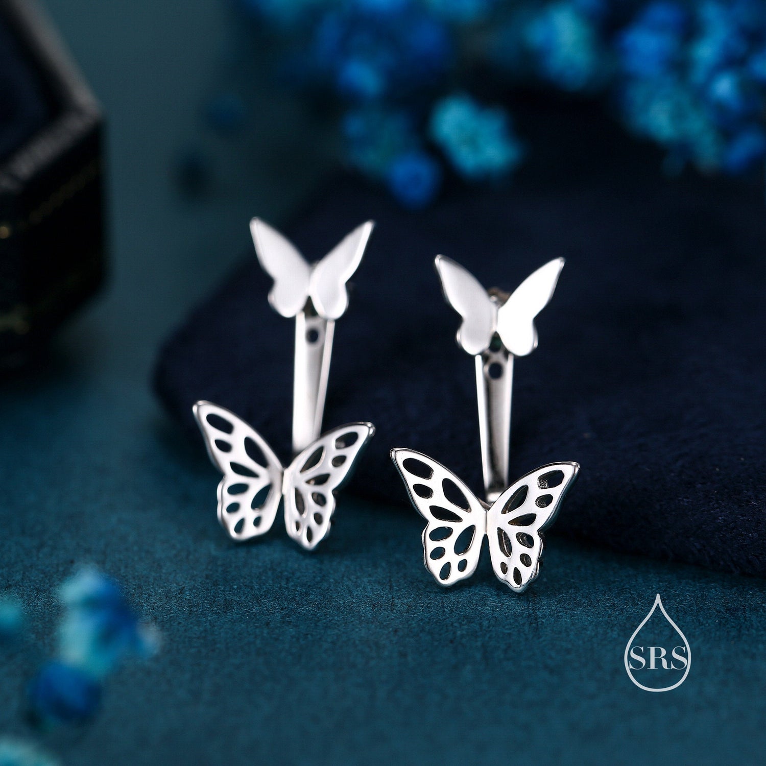 Butterfly Ear Jacket in Sterling Silver, Silver, Gold or Rose Gold, Butterfly Earrings, Butterfly Jacket Earrings, Front and Back Earrings