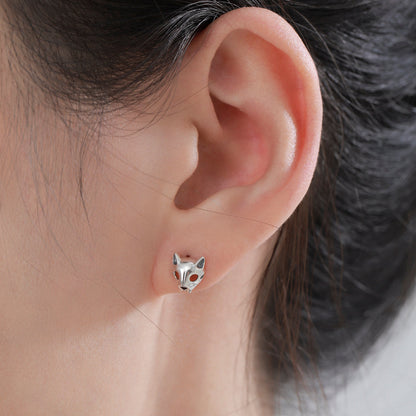 Cute Cat Skull Stud Earrings in Sterling Silver, Silver, Gold or Rose Gold, Cat Skeleton Stud Earrings in Sterling Silver