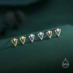 Art Deco Style Tiny Double Triangle Stud Earrings in Sterling Silver, Silver or Gold or Rose Gold, Cut Out Triangle Jacket Earrings