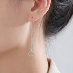 Double Circle Threader Earrings in Sterling Silver, Interlink Circle Ear Threaders, Silver, Gold or Rose Gold, Long Threaders U Threaders