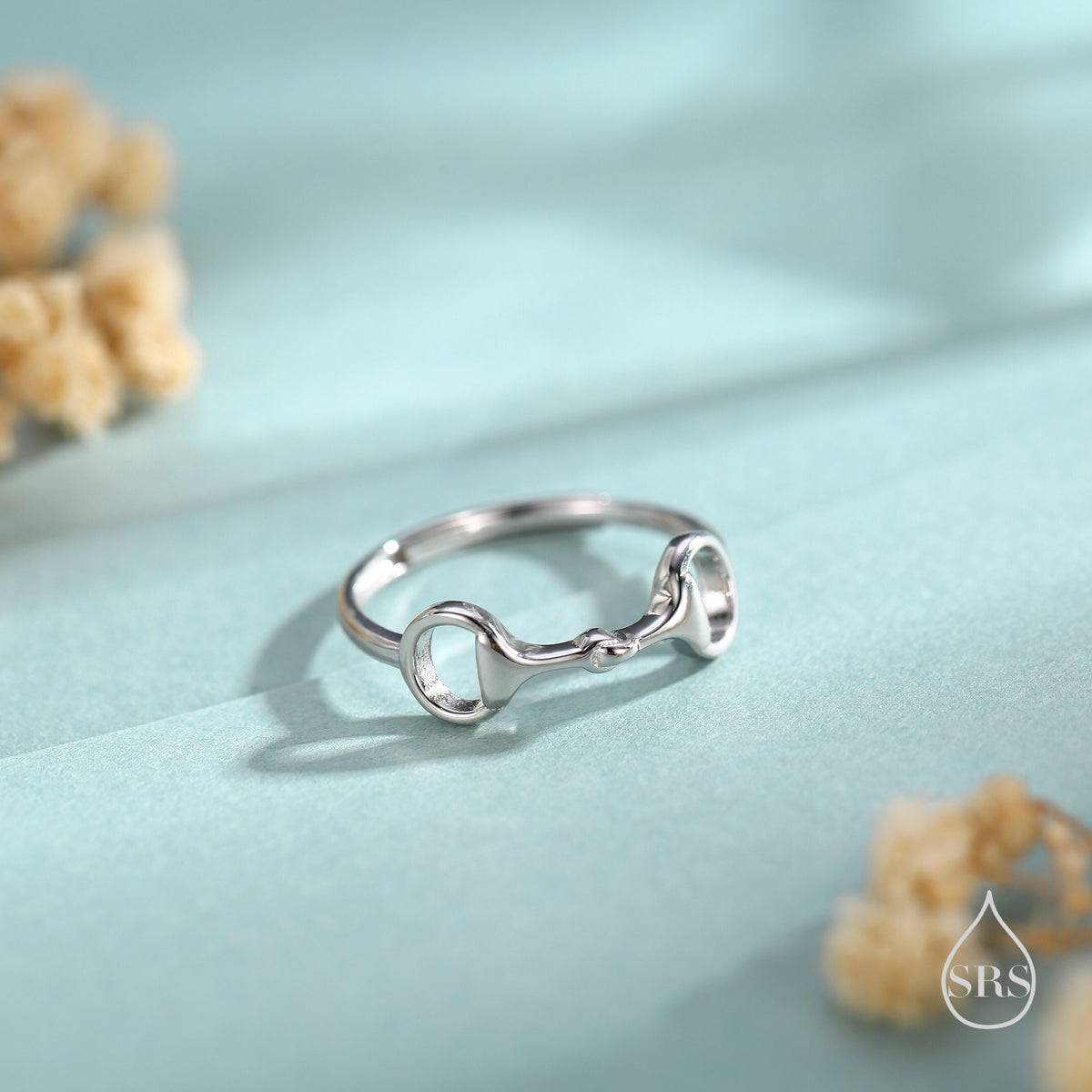 Sterling Silver Snaffle Bit Ring, Silver or Gold, Adjustable Size Snaffle Ring, Small Equestrian Snaffle Bit Ring, Horse Snaffle Bit Ring