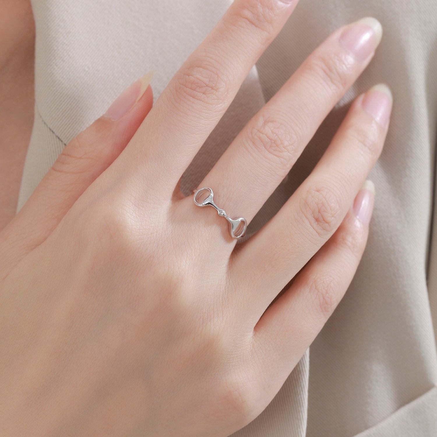 Sterling Silver Snaffle Bit Ring, Silver or Gold, Adjustable Size Snaffle Ring, Small Equestrian Snaffle Bit Ring, Horse Snaffle Bit Ring