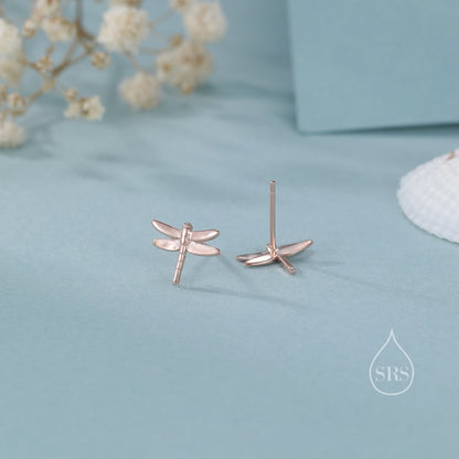 Dragonfly Screw Back / Flat Back / Stud Earrings in Sterling Silver, Cute Fun Quirky Animal Jewellery, Nature Inspired